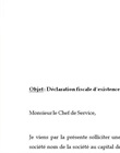 Lettre de demande d'existence fiscale (Société)
